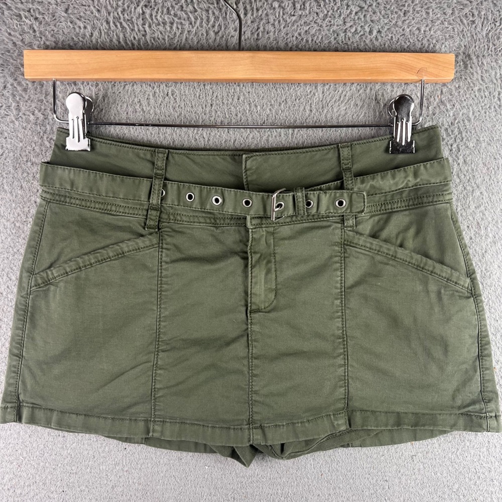 Garage Olive Green Belted Cargo Mini Skort XS Low Rise Utility Skirt Shorts